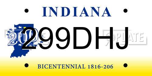 299DHJ Indiana License Plate