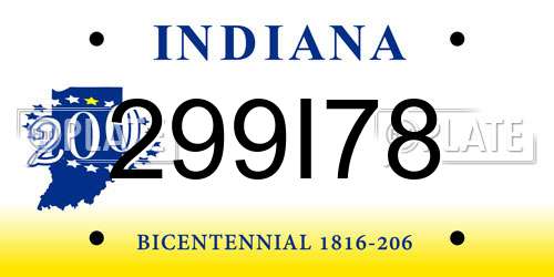 299I78 Indiana License Plate