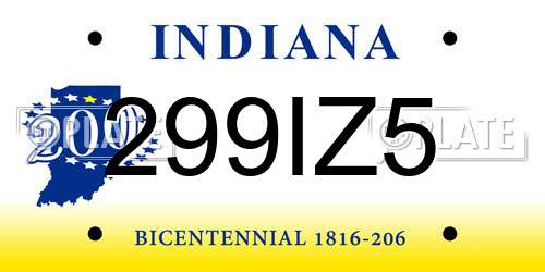 299IZ5 Indiana License Plate
