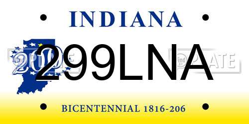 299LNA Indiana License Plate