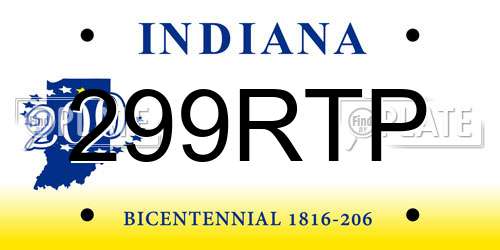 299RTP Indiana License Plate