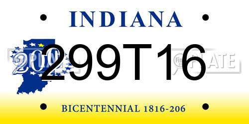 299T16 Indiana License Plate
