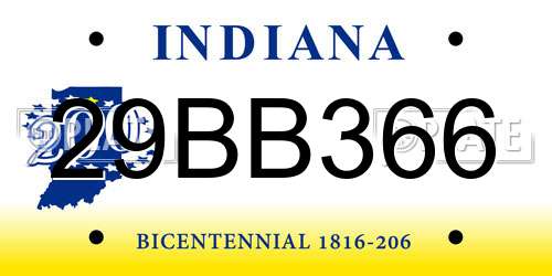 29BB366 Indiana License Plate