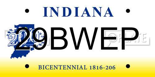 29BWEP Indiana License Plate