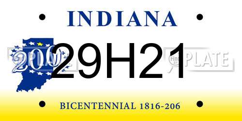 29H21 Indiana License Plate