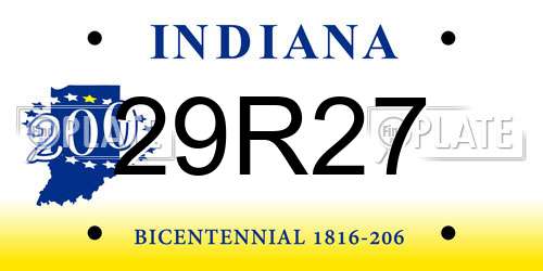 29R27 Indiana License Plate
