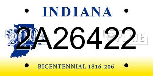 2A26422 Indiana License Plate