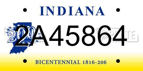 2A45864 Indiana License Plate