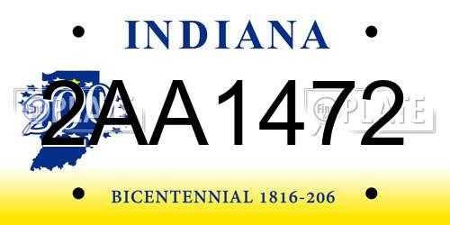 2AA1472 Indiana License Plate