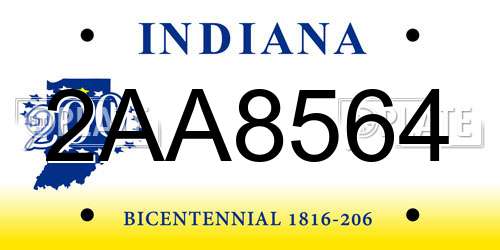 2AA8564 Indiana License Plate