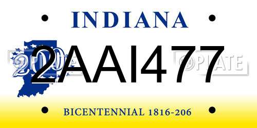 2AAI477 Indiana License Plate