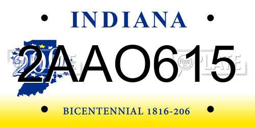 2AAO615 Indiana License Plate