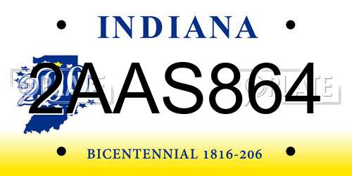2AAS864 Indiana License Plate