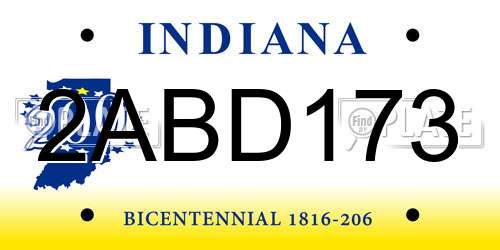 2ABD173 Indiana License Plate