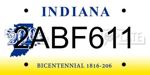 2ABF611 Indiana License Plate