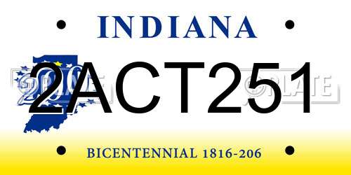 2ACT251 Indiana License Plate