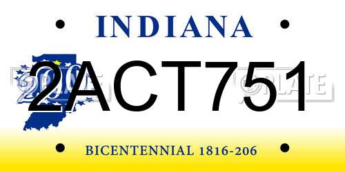 2ACT751 Indiana License Plate
