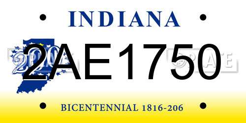 2AE1750 Indiana License Plate