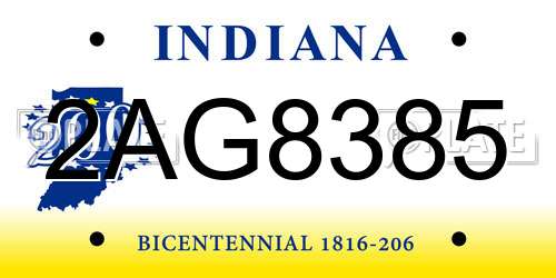 2AG8385 Indiana License Plate
