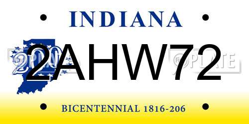 2AHW72 Indiana License Plate