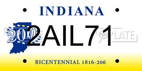 2AIL71 Indiana License Plate