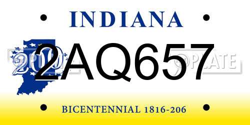 2AQ657 Indiana License Plate