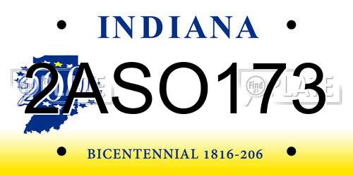 2ASO173 Indiana License Plate