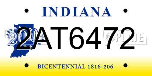 2AT6472 Indiana License Plate