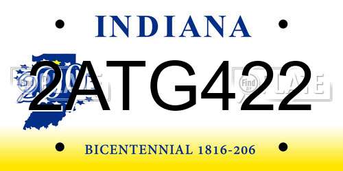 2ATG422 Indiana License Plate