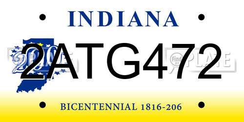 2ATG472 Indiana License Plate