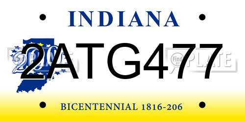 2ATG477 Indiana License Plate