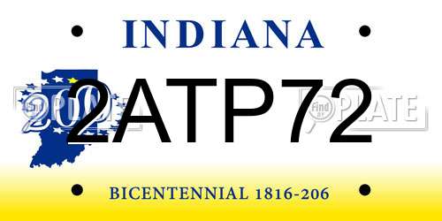 2ATP72 Indiana License Plate