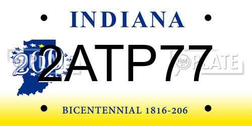 2ATP77 Indiana License Plate