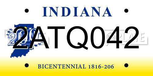 2ATQ042 Indiana License Plate