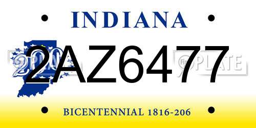 2AZ6477 Indiana License Plate