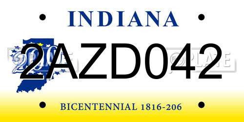 2AZD042 Indiana License Plate