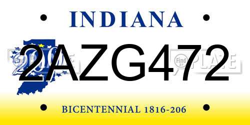 2AZG472 Indiana License Plate