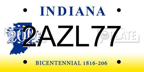 2AZL77 Indiana License Plate