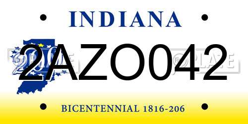 2AZO042 Indiana License Plate