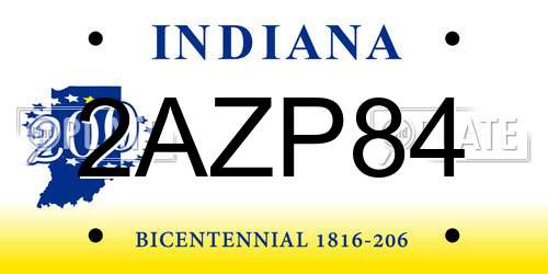 2AZP84 Indiana License Plate