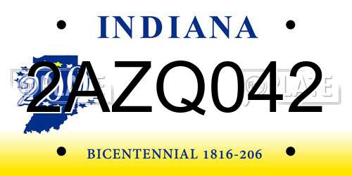 2AZQ042 Indiana License Plate