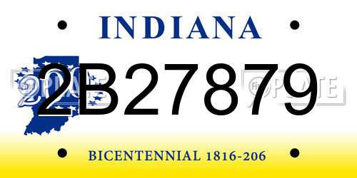 2B27879 Indiana License Plate
