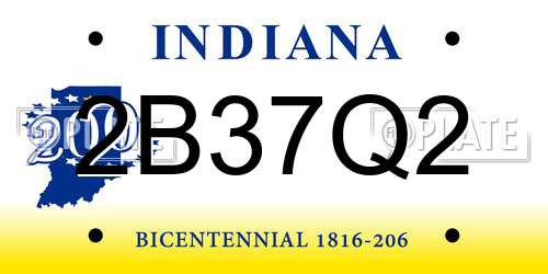 2B37Q2 Indiana License Plate
