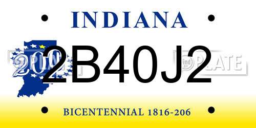 2B40J2 Indiana License Plate