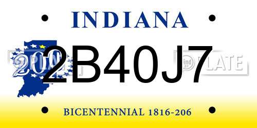 2B40J7 Indiana License Plate