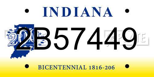2B57449 Indiana License Plate