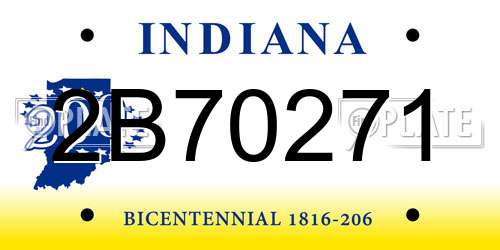 2B70271 Indiana License Plate