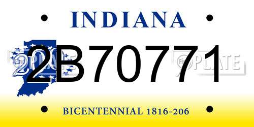 2B70771 Indiana License Plate