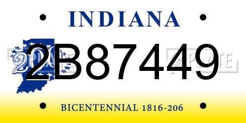 2B87449 Indiana License Plate