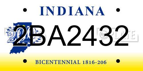 2BA2432 Indiana License Plate